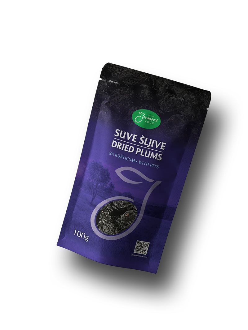 jovanović voće proizvodi suva šljiva sa košticom doypack 100g sr